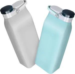 YARNOW 2Pcs Leakproof Collapsible Sport Water Bottles Lightweight Foldable Design with Hidden Handle for Daily Use Hiking Camping and Commuting Includes
