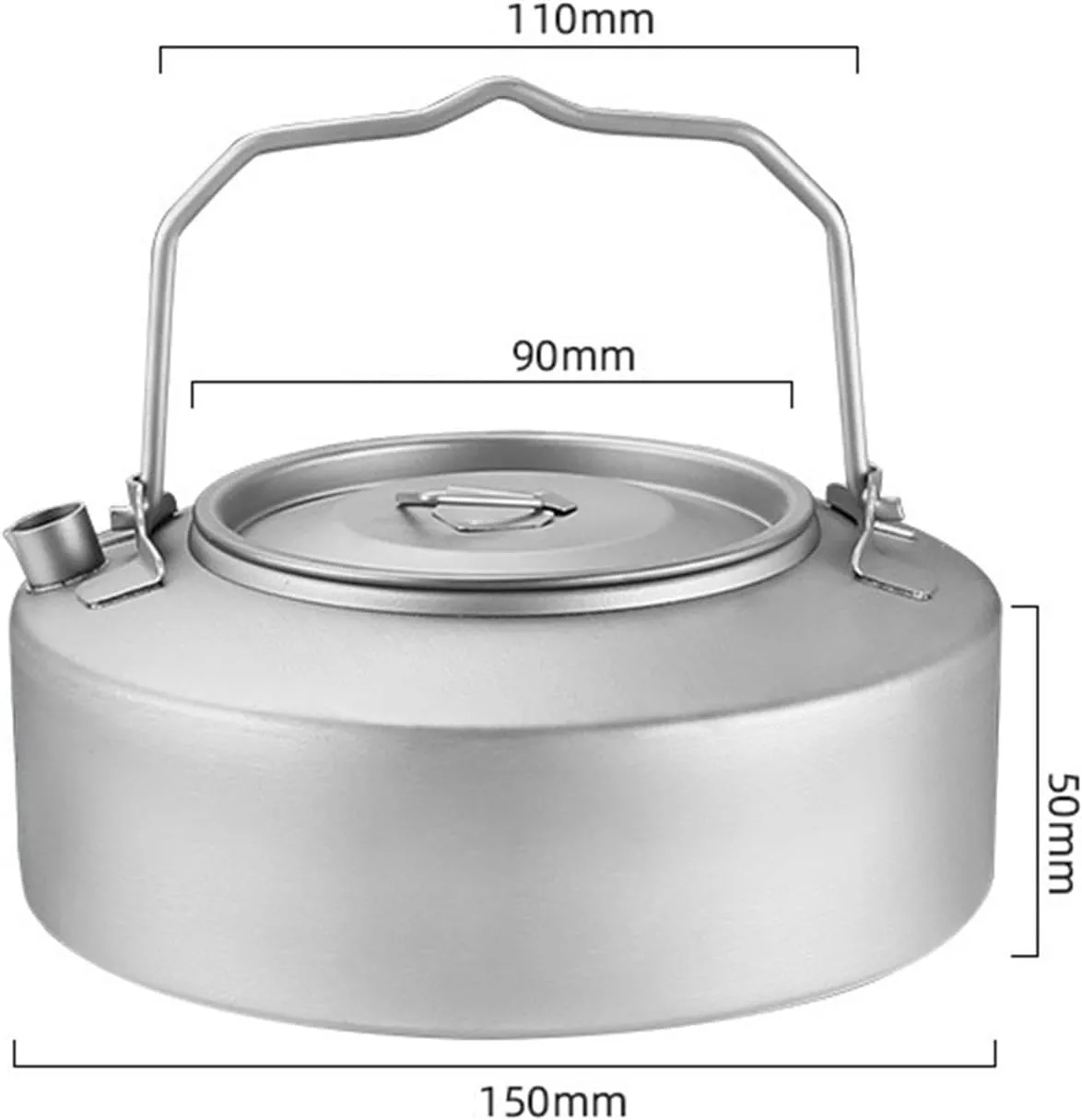 YIJU Camping Kettle Titanium Kettle Lightweight Compact Camp Kettle Coffee Tea Pot Tea Kettle for Travel Hiking Outdoor Fishing, 1000ml