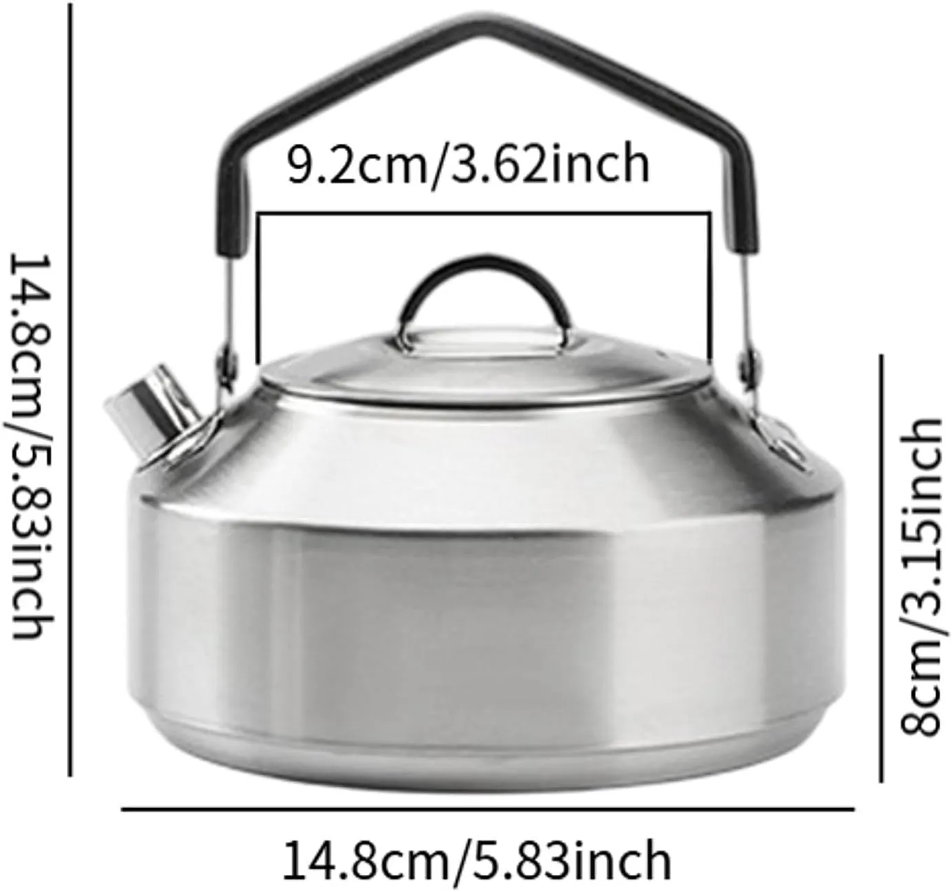 YIJU Camping Kettle, Water Kettle with Lid,Drinkware Compact,Portable Tea Pot,Water Pot for Boiling Water over Fire,Outdoor, Silver 1L