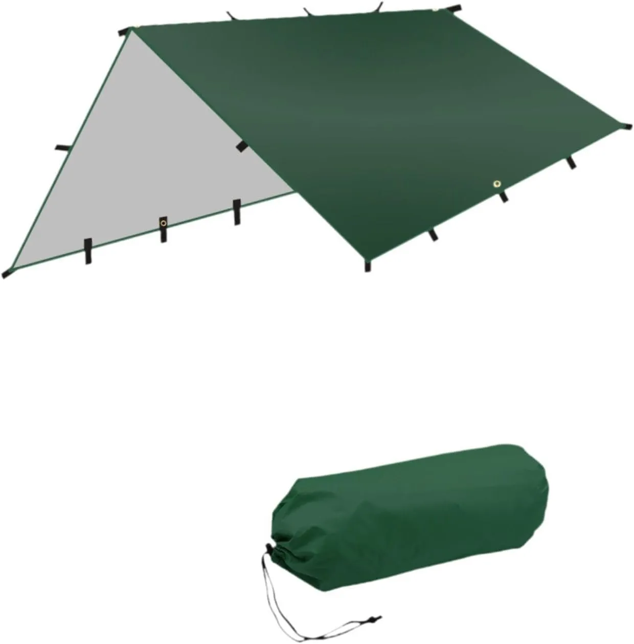 YIJU Folding Tent Shelter Camping Tarp Rain Cover 118x118inch for Hammock with Carrying Bag Multifunctional Accessory Waterproof, Green
