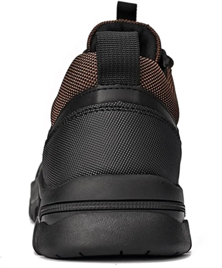 YONGJIA Men's Hiking Waterproof Casual Breathable Leather Outdoor Lightweight Non-Slip Walking Work Shoes