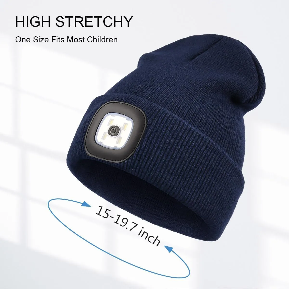 YunTuo LED Beanie for Kids, Unisex Rechargeable Headlamp Hat Winter Night Lighted Cap, Gifts for Kids Boys Girls