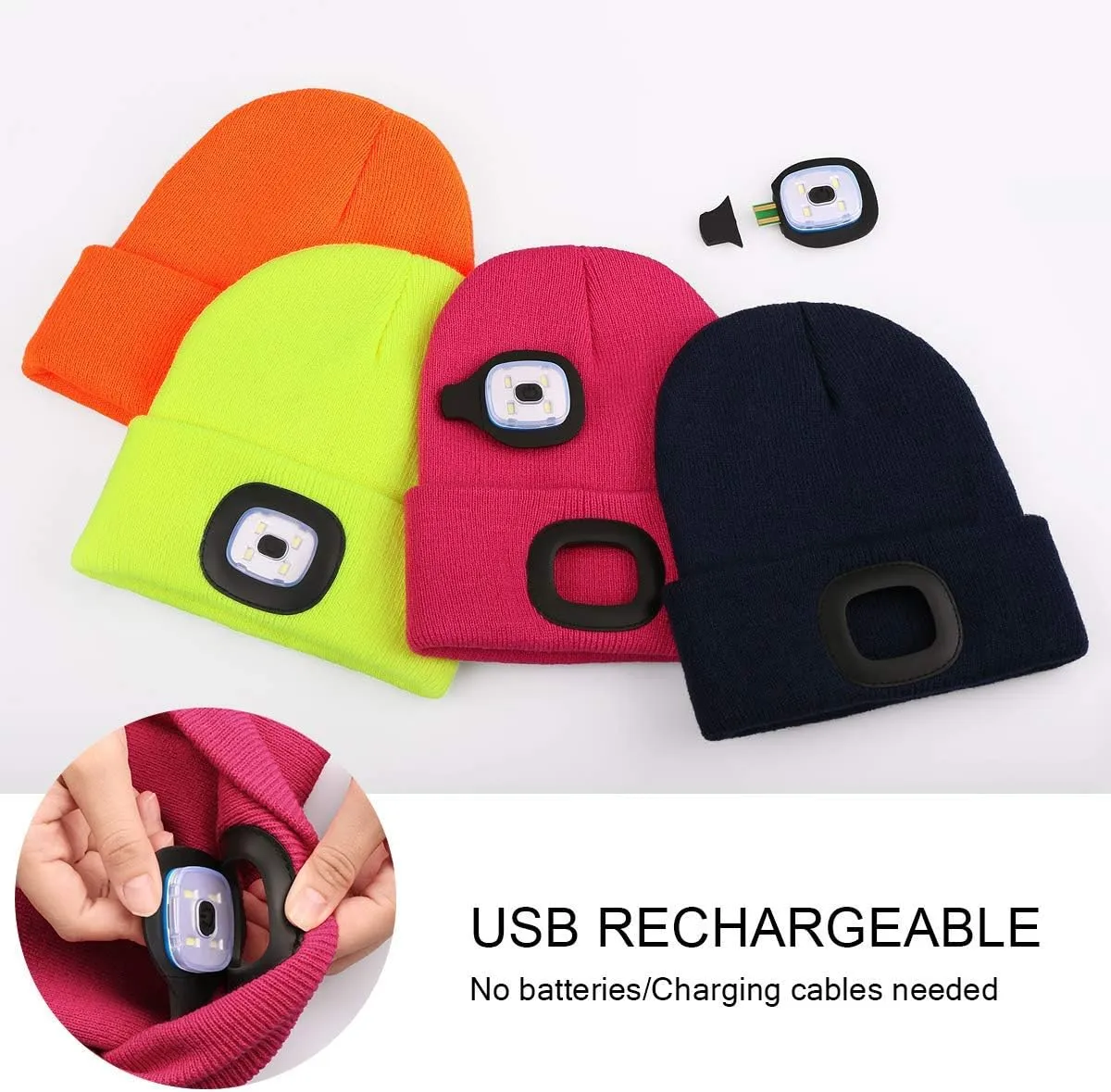 YunTuo LED Beanie for Kids, Unisex Rechargeable Headlamp Hat Winter Night Lighted Cap, Gifts for Kids Boys Girls