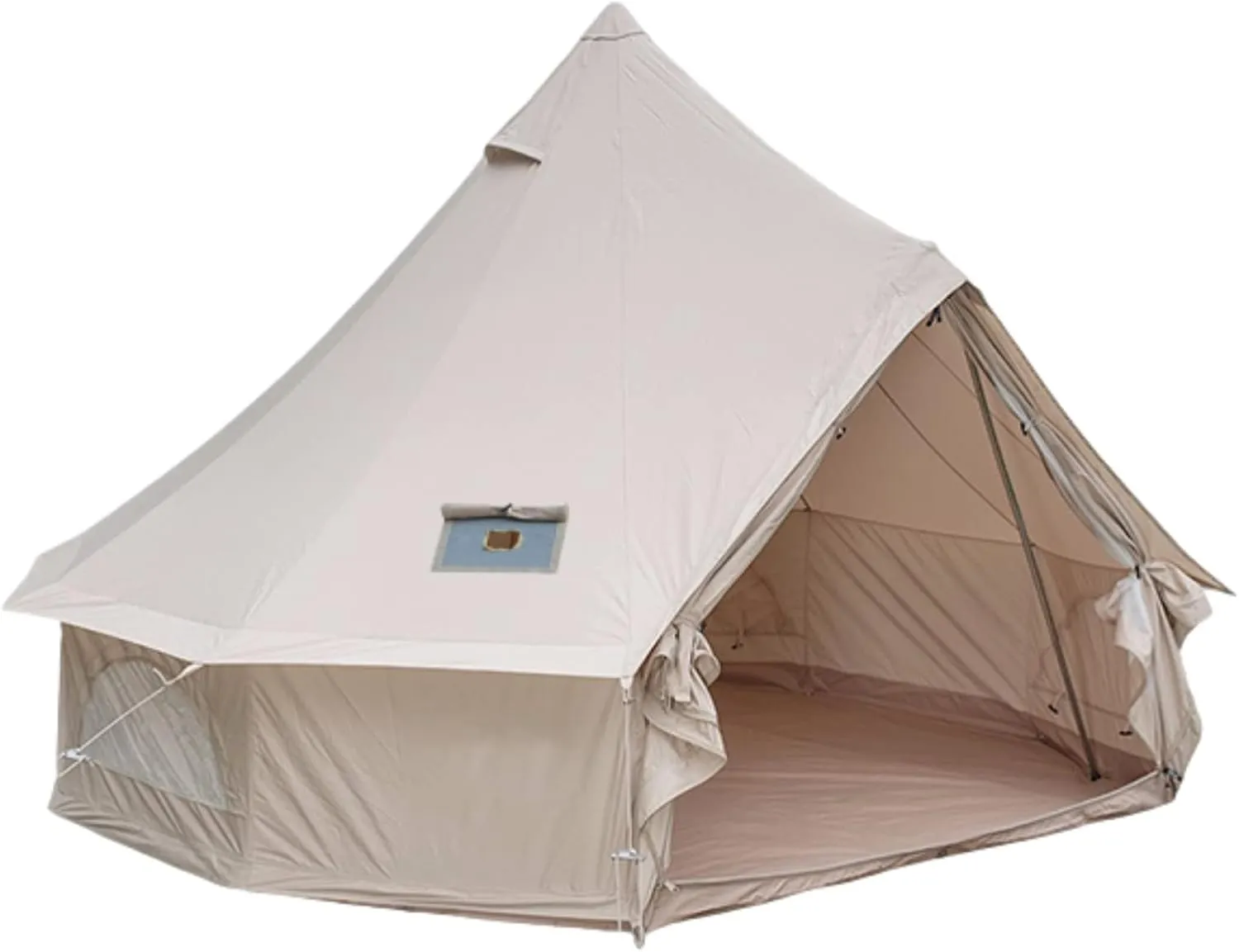 Yurt Tent Camping,Cozy House Outdoor Four Seasons Family Camping Cotton Canvas Bell Tent with Meshed Door and Windows