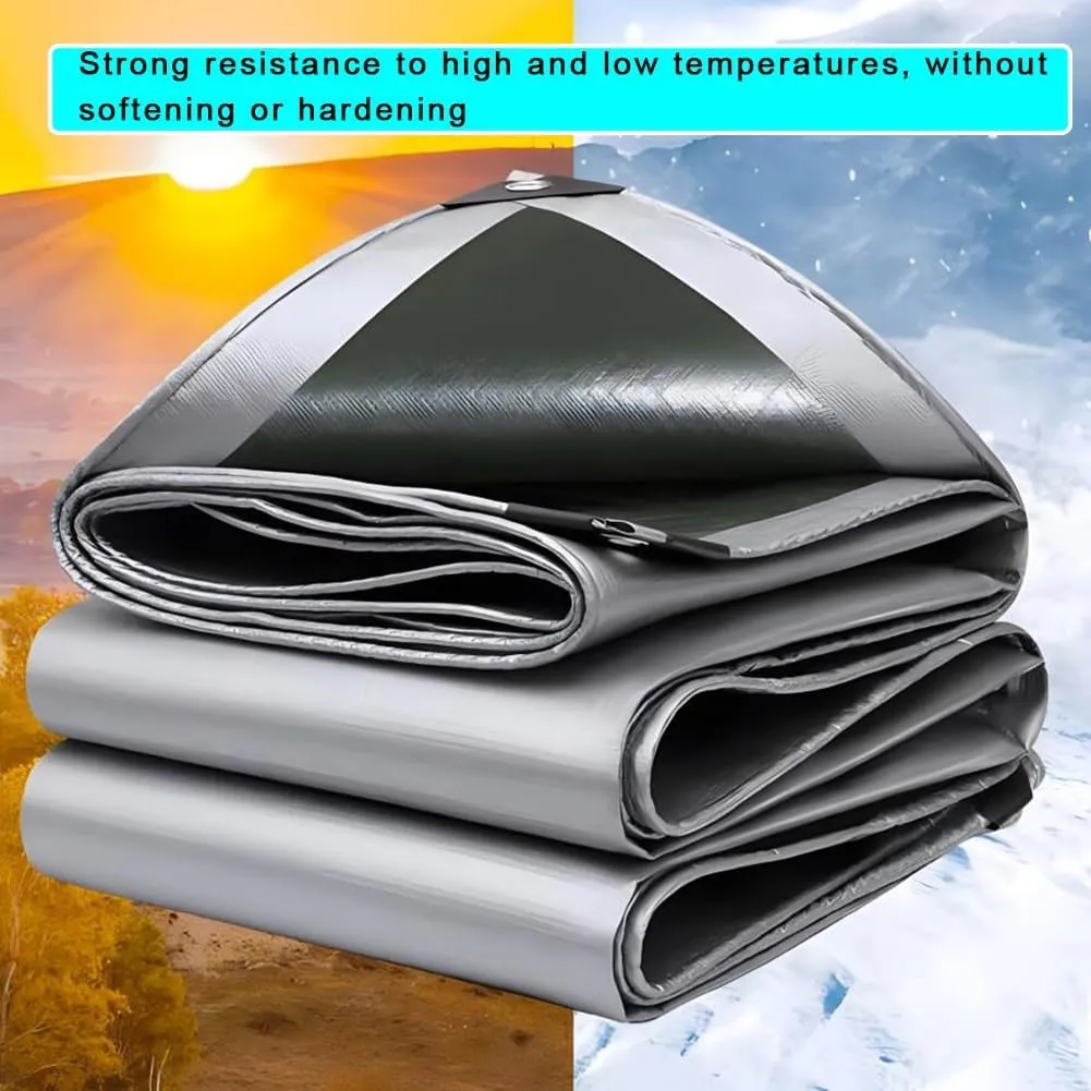 Zfmnoyev PE Dustproof Rainproof Tarpaulin, Heavy Duty Tarp Canvas, Coverage Tarp, Tear Resistant, Multi-Use Protective Cover Car Cover/Pergola (Color : Gray, Size : 3x3m)
