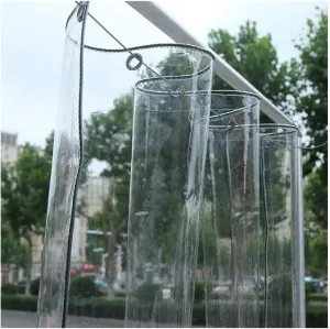 ZHANGQINGXIU Clear Tarp, Patio Windshield, 420GSM PVC Rustproof Tear Resistance Grommet with Elastic Ball for Pergola Cover, Camping Tent, Porch (Color : Clear, Size : 0.9x2.3m)