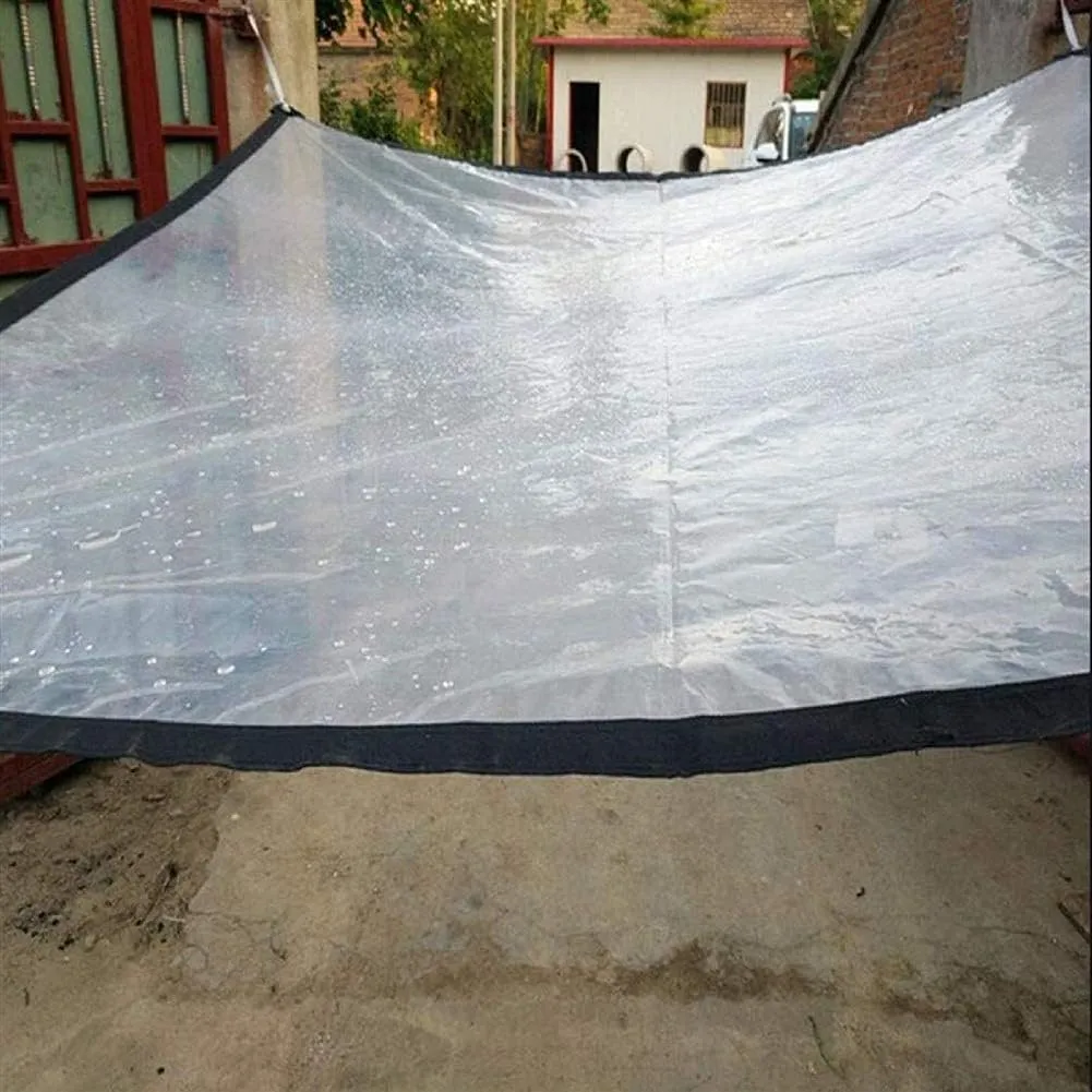 ZHANGQINGXIU Transparent Tarpaulins Waterproof Tarpaulin Rugged Universal 120gsm Car Boat Roof Rain Cover Camping Tent PVC Soft Film, 24 Sizes (Color : Clear, Size : 4x5m)